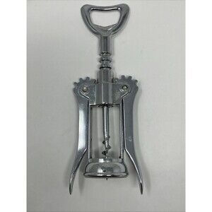 Vintage Italy Metal Corkscrew Wine Bottle Opener Stainless Barware Cork Screw